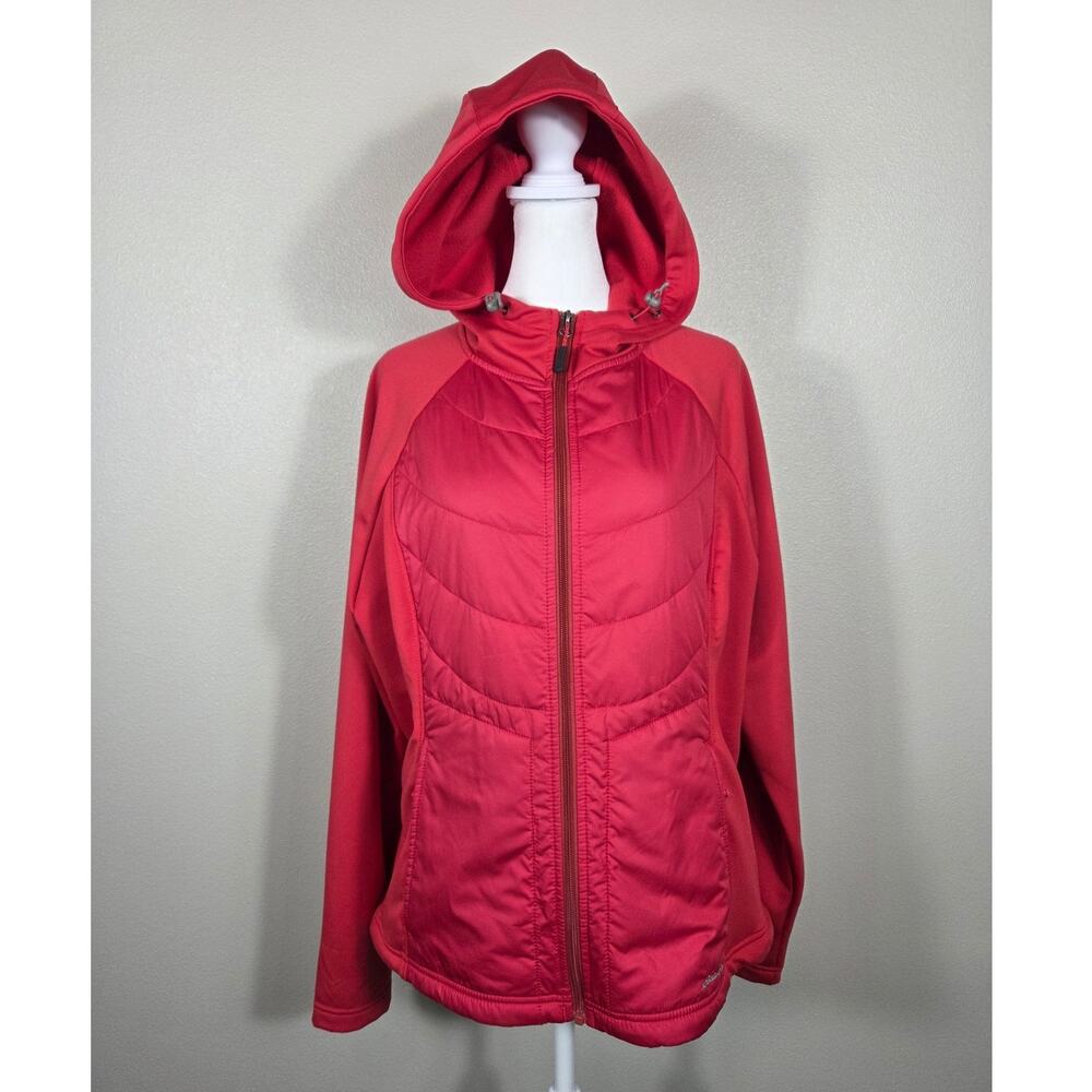 Eddie Bauer Woman's Hot Pink Soft Shell Full Zip Hooded Lightweight Jacket XL